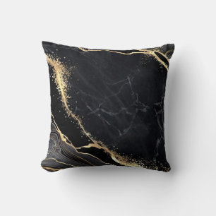 Black Gold Abstract Marble Pretty Elegant modern Throw Pillow