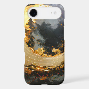 Black Gold Abstract Swirl Modern Moon