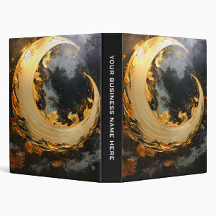 Black Gold Abstract Swirl Modern Moon Binder