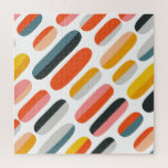 Black Gold Abstract Swirl Modern Moon Jigsaw Puzzle<br><div class="desc">Stylish mid-century modern pattern with colorful capsule shapes arranged in a playful geometric composition.</div>