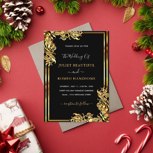 Black Gold Acrylic Wedding Invitation Example (Insitu (Holiday))