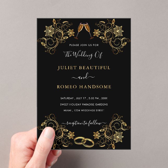 Black Gold Acrylic Wedding Invitation Template (Insitu (Handheld))
