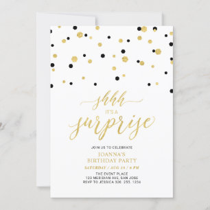 Black & Gold Adult Milestone Birthday Party Invitation