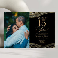 Black Gold Agate 15th Wedding Anniversary Party