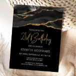 Black Gold Agate 21st Birthday Party Invitation Postcard<br><div class="desc">This elegant 21st birthday invitation features a watercolor image of an agate geode in black with faux gold highlights. The words "21st Birthday" appear in faux gold glitter in decorative modern handwriting font. Customize it with the name of the guest of honour in gold coloured text and the details in...</div>