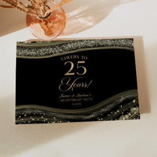 Black Gold Agate 25th Wedding Anniversary Party Guest Book