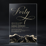 Black Gold Agate 40th Forty Birthday Party Acrylic Invitations<br><div class="desc">A bold and sophisticated 40th birthday invitation featuring a striking black and gold agate design. This invitation combines modern elegance with timeless luxury. The deep black hues,  accented by radiant gold details,  create a refined and stylish aesthetic,  making it the perfect choice for an unforgettable and upscale milestone celebration.</div>