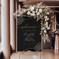 Black Gold Agate Corners 20x28 Wedding Welcome