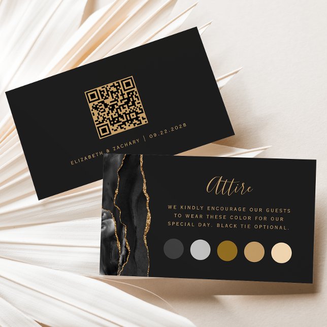 Black Gold Agate Dark Wedding Attire Dress Code Enclosure Card (Creator Uploaded)