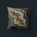 Black Gold Agate Geode Luxury Marble Throw Pillow<br><div class="desc">Mesmerizing black and charcoal agate with flowing bands of soft gray and creamy white,  dramatically framed and veined in molten liquid gold. This opulent,  high-contrast geode design exudes modern luxury,  sophistication and powerful elegance perfect for those who love dark,  glamorous mineral aesthetics.</div>