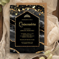 Black Gold Agate Marble Arch Quinceanera