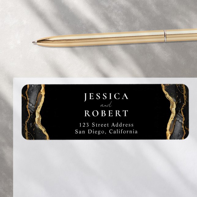 Black Gold Agate Marble Elegant Wedding (Creator Uploaded)