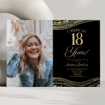 Black Gold Agate Picture 18th Birthday Party Invitation<br><div class="desc">This is an Elegant Black Gold Agate Custom Picture Photo 18th Birthday Party Invitation!</div>