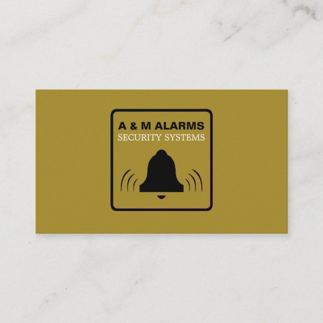 Black & Gold Alarm Logo, Security Alarm Service Business Card (Front)