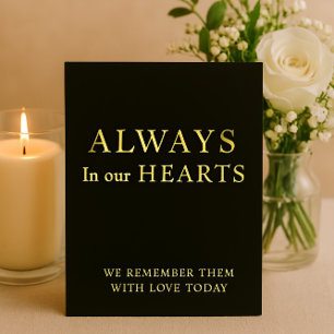 Black & Gold Always in Our Hearts Sign Foil Invita Holiday Card