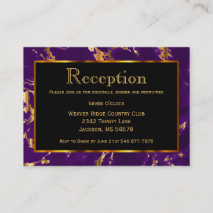 Black, Gold and Purple Marble - Reception Enclosure Card