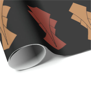 Black Gold and Rust Fantail Wrapping Paper