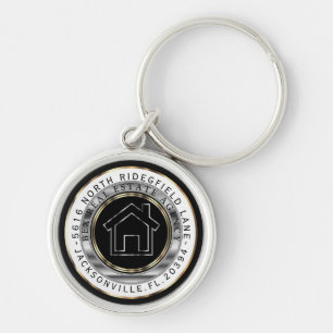 Black, Gold and Silver Home - Realtor Custom  Keychain