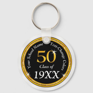 Black, Gold and White 50th Class Reunion Favours Keychain