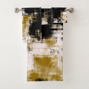 Black Gold and White Bath Towel Set
