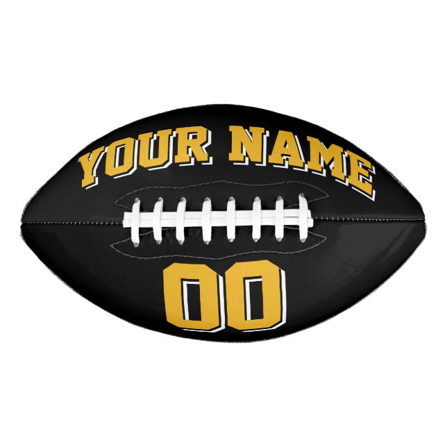BLACK GOLD AND WHITE Custom Football (Front)