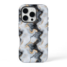 Black Gold and White Marble Effect iPhone Case