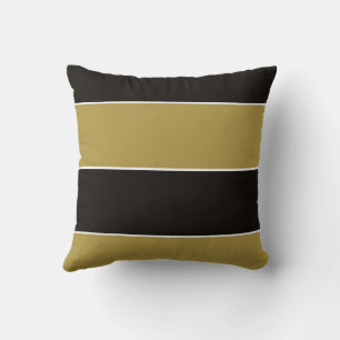 Black, Gold and White Stripes Throw Pillow