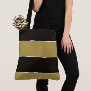 Black, Gold and White Stripes Tote Bag