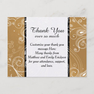 Black, Gold, and White Swirly Design Postcard