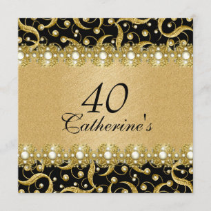 Black gold "any age" elegant party invitation
