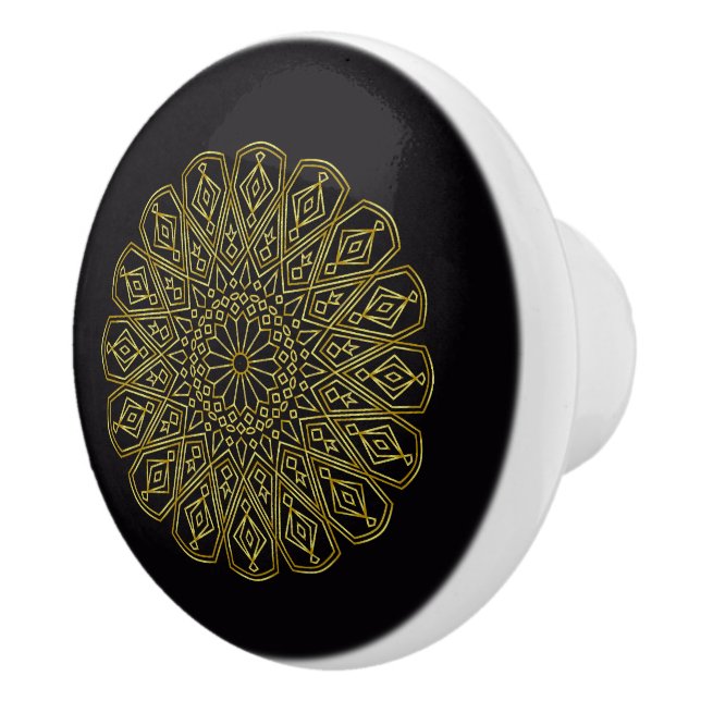 Black & Gold Arabesque Knob  (Right)
