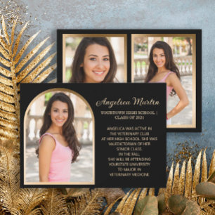 Black Gold Arch Photo Graduation Announcement
