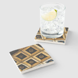 Black Gold Architecture Stone Coaster