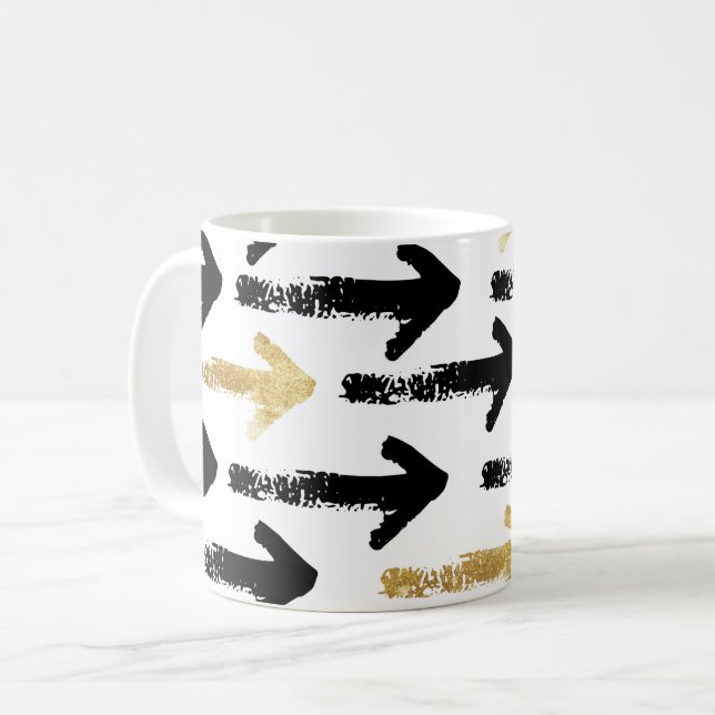 Black & Gold Arrow Mug (Front Left)
