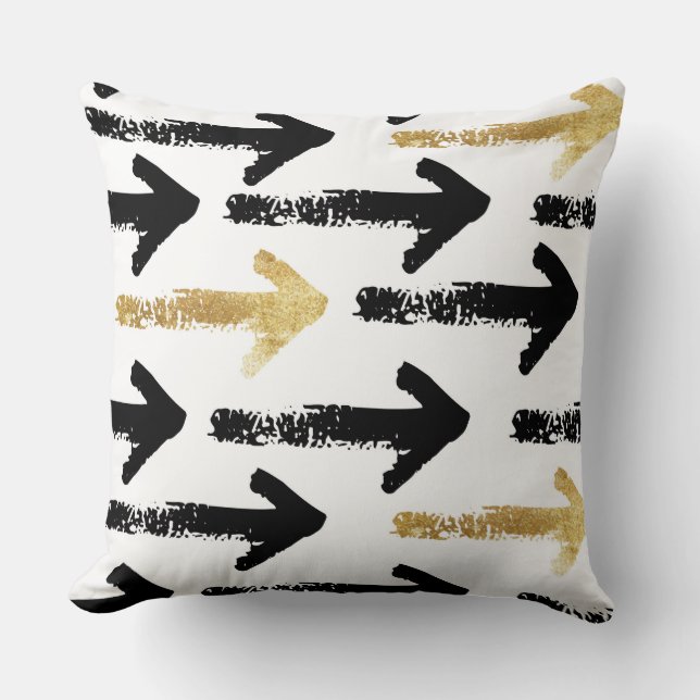 Black & Gold Arrow Throw Pillow (Front)