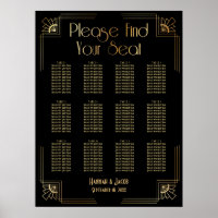Black & Gold Art Deco 12 Tables Seating Chart