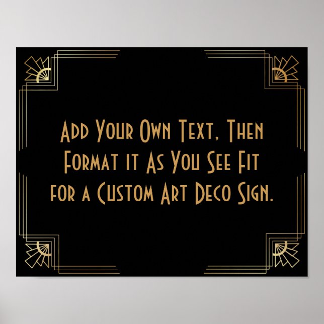 Black Gold Art Deco Custom DIY Wedding Sign (Front)