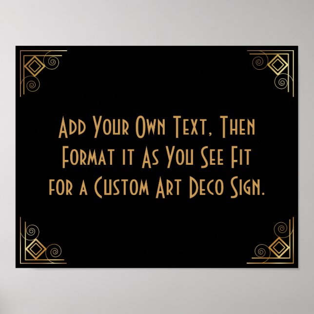 Black Gold Art Deco Custom DIY Wedding Sign (Front)