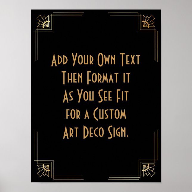 Black Gold Art Deco Custom DIY Wedding Sign (Front)