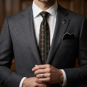 Black Gold Art Deco Fan Geometric Tie