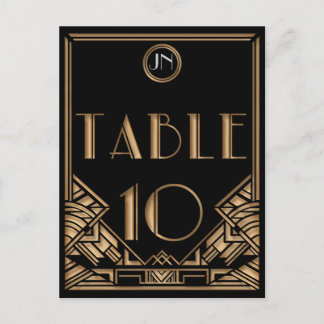 Black Gold Art Deco Gatsby Style Table Number 10 Postcard