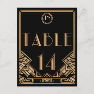 Black Gold Art Deco Gatsby Style Table Number 14 Postcard
