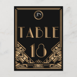 Black Gold Art Deco Gatsby Style Table Number 18 Postcard