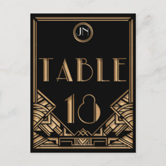 Black Gold Art Deco Gatsby Style Table Number 18 Postcard