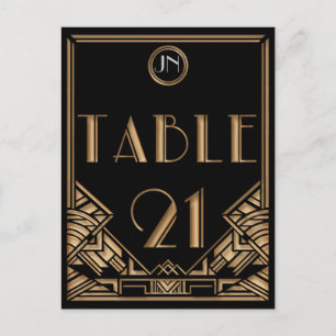 Black Gold Art Deco Gatsby Style Table Number 21 Postcard