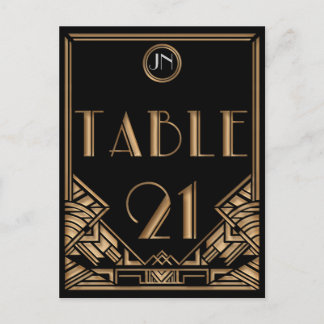 Black Gold Art Deco Gatsby Style Table Number 21 Postcard