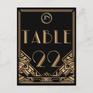 Black Gold Art Deco Gatsby Style Table Number 22 Postcard