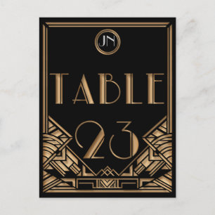 Black Gold Art Deco Gatsby Style Table Number 23 Postcard