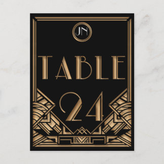 Black Gold Art Deco Gatsby Style Table Number 24 Postcard