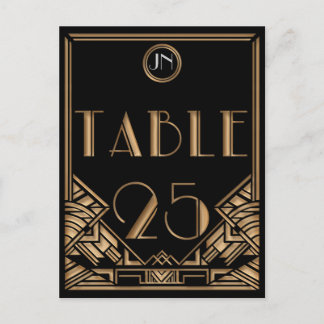 Black Gold Art Deco Gatsby Style Table Number 25 Postcard